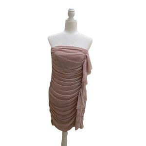 Light Pink Strapless Ruched Cocktail Dress